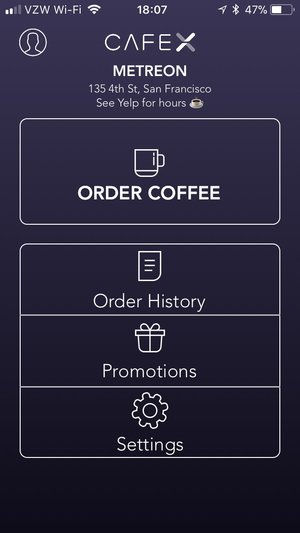 The Cafe X homepage as in November 2017.